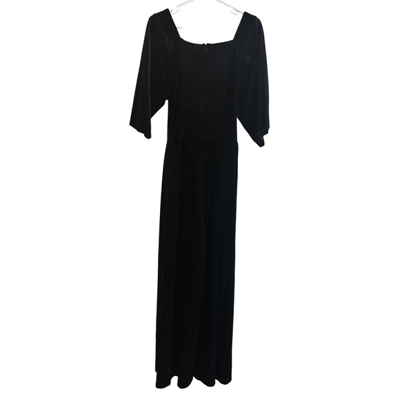 Ivy City Co Livi Jumpsuit Black Velvet Wide Leg Smocked Back XL LJIXLA3008 - Picture 3 of 8